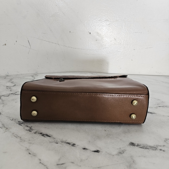 Patricia Nash Map Print Brown Leather Top Handle Crossbody Bag - Picture 6 of 10